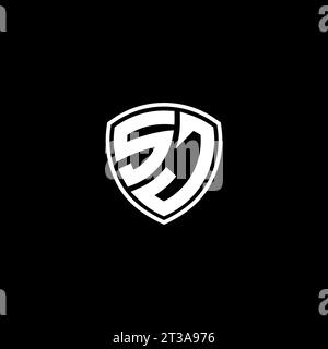 SJ logo monogram emblem style with shield shape design template ideas Stock Vector