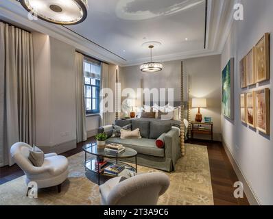 Luxury apartment at the Residences, Raffles London Hotel, Old War Office in Whitehall, London, UK Stock Photo