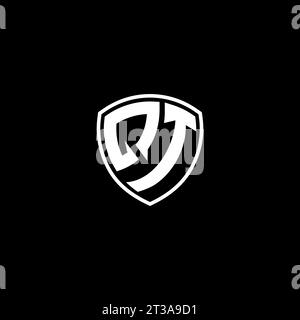 QT logo monogram emblem style with shield shape design template ideas Stock Vector