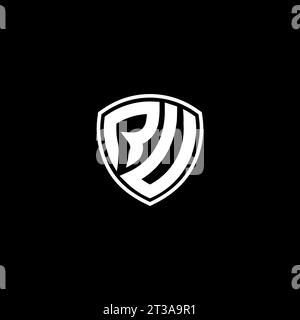 RU logo monogram emblem style with shield shape design template ideas Stock Vector