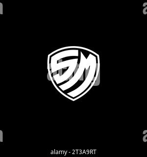 SM logo monogram emblem style with shield shape design template ideas Stock Vector