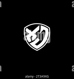 XJ logo monogram emblem style with shield shape design template ideas Stock Vector