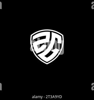 ZG logo monogram emblem style with shield shape design template ideas Stock Vector