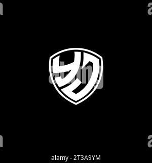 YJ logo monogram emblem style with shield shape design template ideas Stock Vector