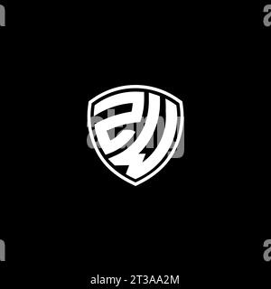 ZW logo monogram emblem style with shield shape design template ideas Stock Vector