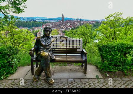 Statue of scientist “Albert Einstein” in the RosenGarten park in Bern ,Switzerland Stock Photo