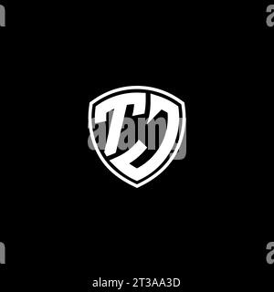 TJ logo monogram emblem style with shield shape design template ideas Stock Vector