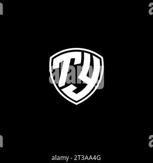 TY logo monogram emblem style with shield shape design template ideas Stock Vector