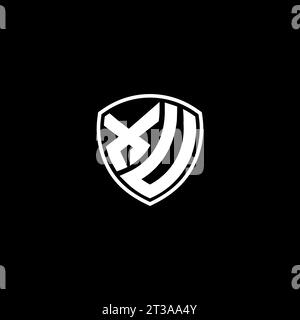 XU logo monogram emblem style with shield shape design template ideas Stock Vector