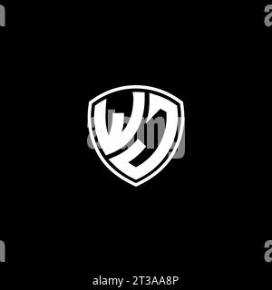 WJ logo monogram emblem style with shield shape design template ideas Stock Vector