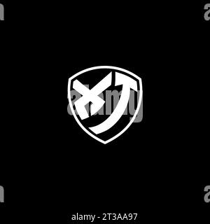 XT logo monogram emblem style with shield shape design template ideas Stock Vector