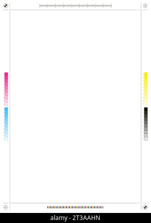 CMYK print frame. Black outline press registration marks, prepress printer registration plate with bleed and registration marks. Vector isolated set of cmyk frame print design color illustration Stock Vector