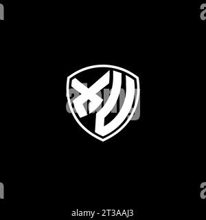 XV logo monogram emblem style with shield shape design template ideas Stock Vector