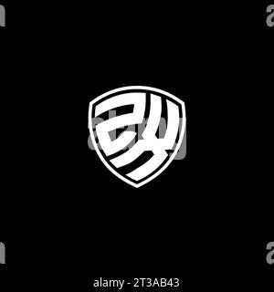 ZX logo monogram emblem style with shield shape design template ideas Stock Vector