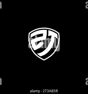 ZT logo monogram emblem style with shield shape design template ideas Stock Vector