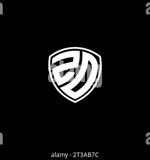 ZD logo monogram emblem style with shield shape design template ideas Stock Vector