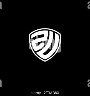 ZU logo monogram emblem style with shield shape design template ideas Stock Vector