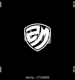 ZM logo monogram emblem style with shield shape design template ideas Stock Vector