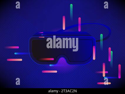 VR virtual reality 3d gamer entertainment movie realistic headphones innovation technology electronics equipment business abstract background vector i Stock Vector