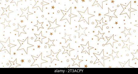 Vector illustration Stars seamlessly patterns with Golden stars isolated on white backgrounds for book covers, Digital interfaces, prints design Stock Vector