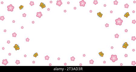 Vector illustration Cherry blossom frame on white background with space for your text applicable book covers, Digital interfaces, prints design Stock Vector