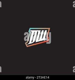 DW letter combination cool logo esport initial and cool color gradattion ideas Stock Vector