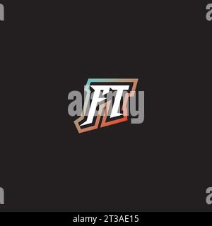 FT letter combination cool logo esport initial and cool color gradattion ideas Stock Vector