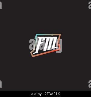FM letter combination cool logo esport initial and cool color gradattion ideas Stock Vector