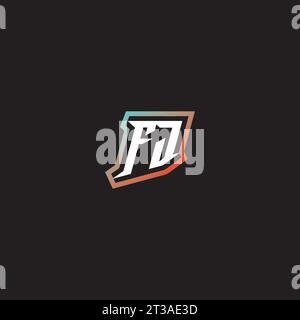 FJ letter combination cool logo esport initial and cool color gradattion ideas Stock Vector