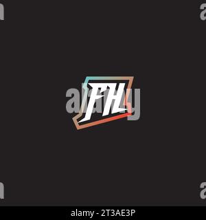 FH letter combination cool logo esport initial and cool color gradattion ideas Stock Vector