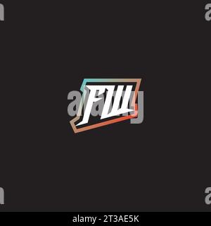 FW letter combination cool logo esport initial and cool color gradattion ideas Stock Vector