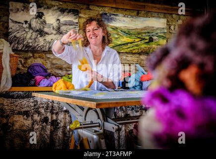 Felt artist Andrea Hunter in her Wensleydale studio in the Yorkshire ...