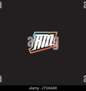 RM letter combination cool logo esport initial and cool color gradattion ideas Stock Vector