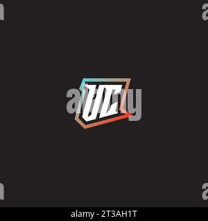 UC letter combination cool logo esport initial and cool color gradattion ideas Stock Vector