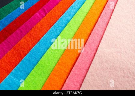 Multicolored felt fabric fan, close up  texture Stock Photo