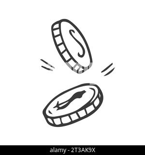Business Finance Line Icon Coins Stock Vector