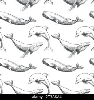Seamless pattern with whales. Seamless pattern can be used for ...