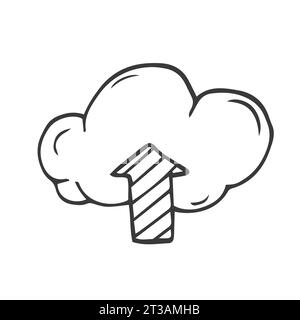 Doodle data server cloud set. Hand drawn sketch style cloud, arrow for ...