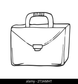 Hand drawn icon of briefcase in doodle style isolated Stock Vector