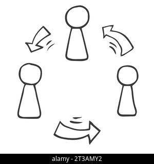 People connection, social network, link, teamwork. Hand drawn icon doodle sketch vector Stock Vector