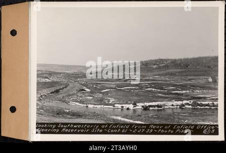 Contract No. 61, Clearing West Branch, Quabbin Reservoir, Belchertown, Pelham, Shutesbury, New Salem, Ware (including in areas of former towns of Enfield and Prescott), looking southwesterly at Enfield from rear of Enfield Office, Enfield, Mass., Feb. 27, 1939 Stock Photo