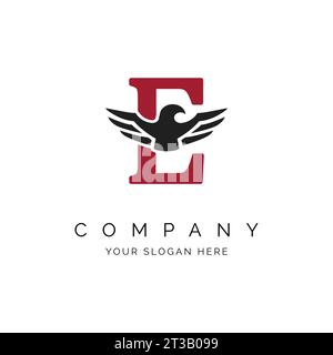 E Letter Logo, Eagle wings logo, Falcon Logo Template vector illustration design Icon Symbol. Alphabet E with Eagle symbol Stock Vector