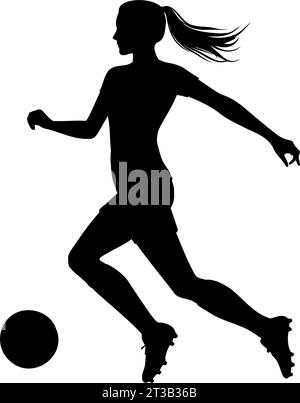 Woman footballer playing silhouette. Vector illustration Stock Vector ...