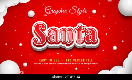 Santa Text Style with Snow Effect. Easy to use, Versatile and can be customized to fit various design needs Stock Vector