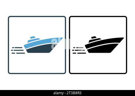 speed boat icon. icon related to speed. suitable for web site, app, user interfaces, printable etc. Solid icon style. Simple vector design editable Stock Vector