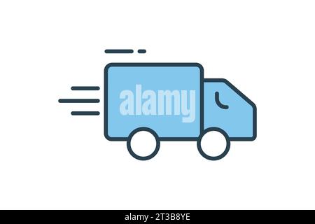 fast delivery icon.delivery truck. icon related to speed. suitable for web site, app, user interfaces, printable etc. Flat line icon style. Simple vec Stock Vector