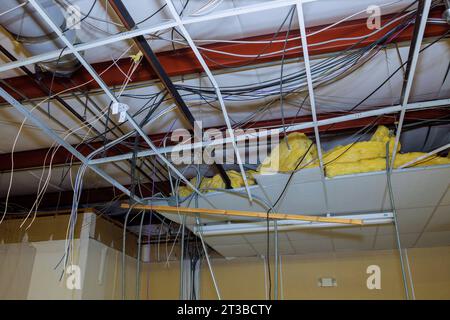 dismantling of the ceiling for renovation in the apartment, the old ...