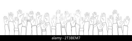 Set of hands raised up in shame doodle vector element. Stock Vector