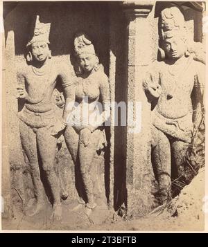 Carved figures from the 2d stone ratha [i.e. Arjuna Ratha] at ...