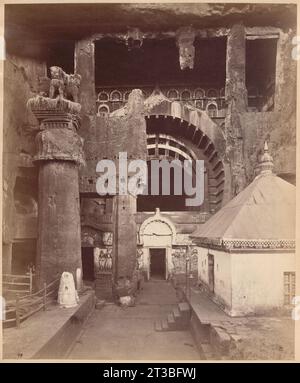 Entrance to Chaitya Hall, Karli Caves, Karli, India Stock Photo